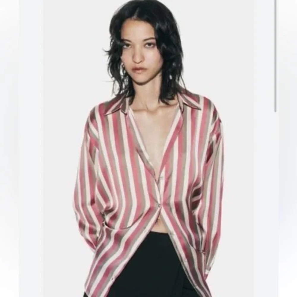Zara Striped Satin Blouse